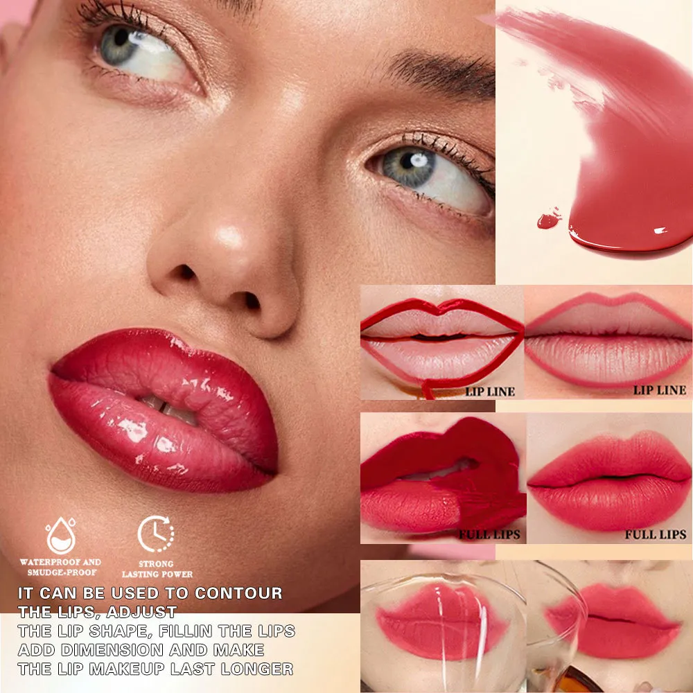 2in1 Lipstick Eyebrow Cream Double-Headed Tearable Sexy Lip Gloss Smooth Contour Waterproof Long-Lasting Lips Makeup Lipgloss