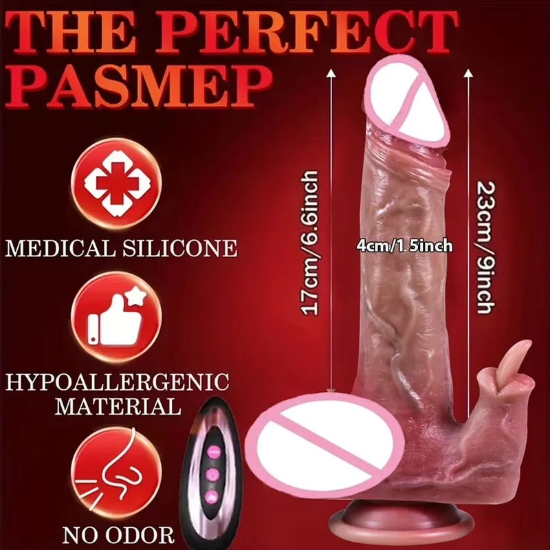 Dildo 8.66-in-1 Thrust & โหมดการสั่นสะเทือนซิลิโคนเพศของเล่นระยะไกลความร้อนและการหมุน G-Spot Stimulator สำหรับช่องคลอด Anal ใช้ Party Favor ผลิตภัณฑ์สำหรับผู้ใหญ่ 8.66 นิ้ว — image 10
