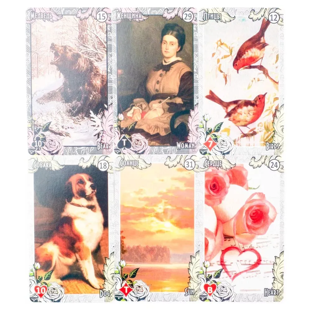 72 stk ЛЕНОРМАН ВИНТАЖНЫЙ СТИЛЬ LENORMAND ORACLE Russian Visions Tarot Divination Fate Deck brætspilskort til familiefest