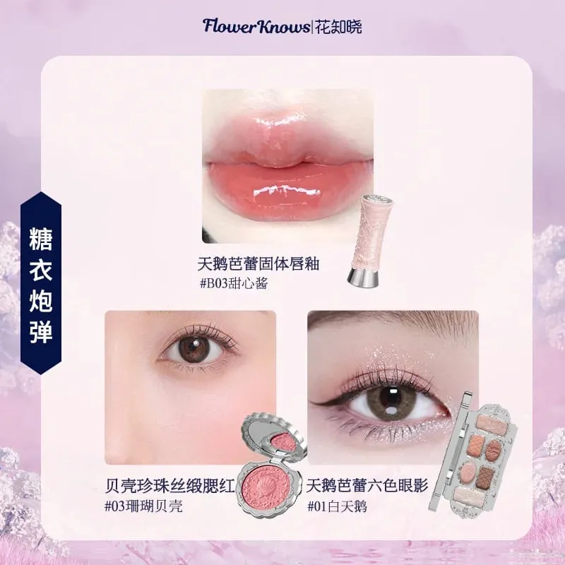 Flowerknows Complete Makeup Gift Set Long-Lasting Lip Glaze Blush & Shimmer Eyeshadow Palette All-in-One ชุดความงามของขวัญกล่อง — image 4