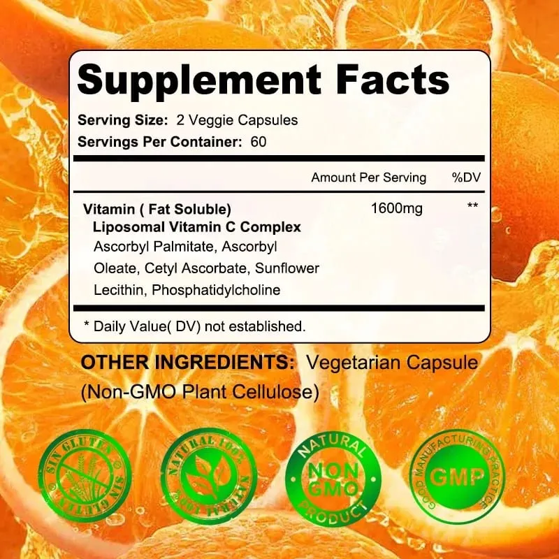 Vitamin C Liposomal 1600 Mg - Vitamin C Larut Lemak Sangat Boleh Serap Vitamin C Antioksidan Sistem Imun & Penggalak Kolagen — image 6