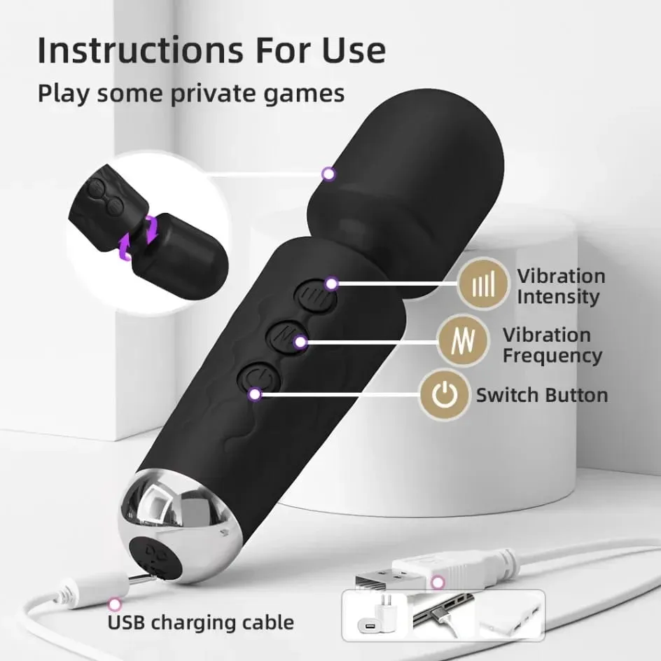 20 ความเร็วที่มีประสิทธิภาพ AV Vibrator Magic-Wand Anal Dildo หัวนม G Spot Clitoris Stimulator หญิง Masturbation Sex ของเล่นสำหรับผู้หญิง — image 2