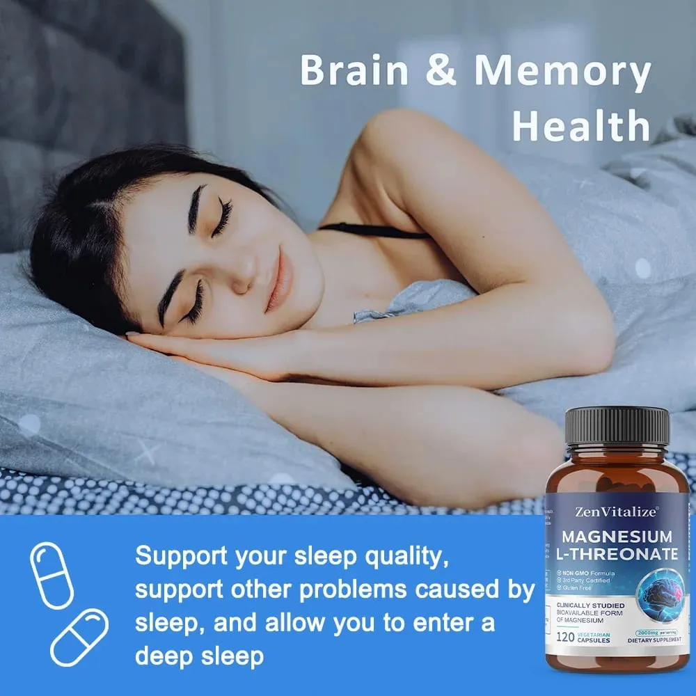 Magnesium L-Threonate Capsules Brain Focus Memory Nerve Health Muscle Strength Sleep Quality & Stress Relief Support — image 5