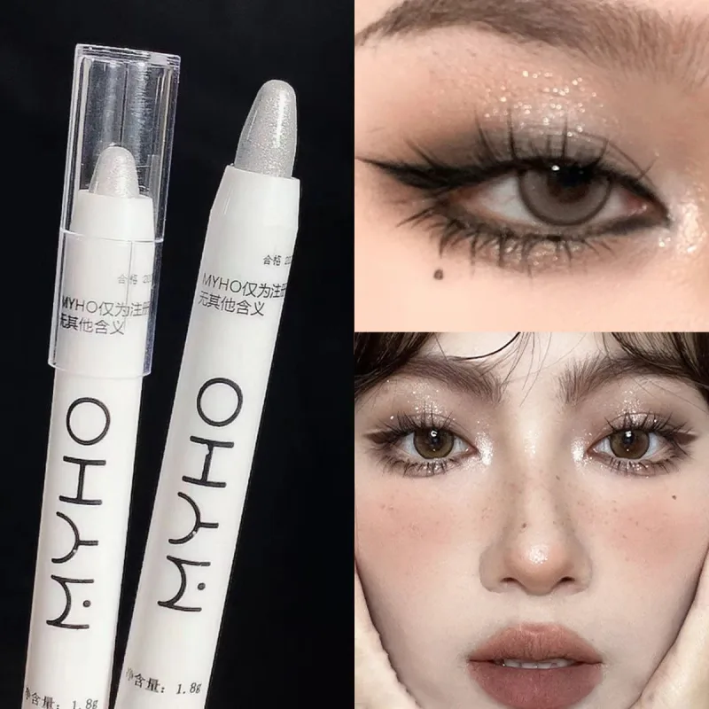 อายไลเนอร์สีขาว SHINY Glitter อายแชโดว์อายไลเนอร์ปากกา 13 สี Matte สีฟ้าสีม่วงสีชมพู Eye Liner แต่งหน้ากระจ่างใส Silkworm