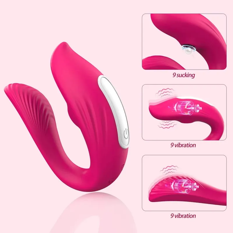 Kraftig sugende trådløs fjernbetjening Vibrator Bærbar U-formet dildo massageapparat Dobbelt klitoris stimulation par voksen sexlegetøj til kvinder — image 5