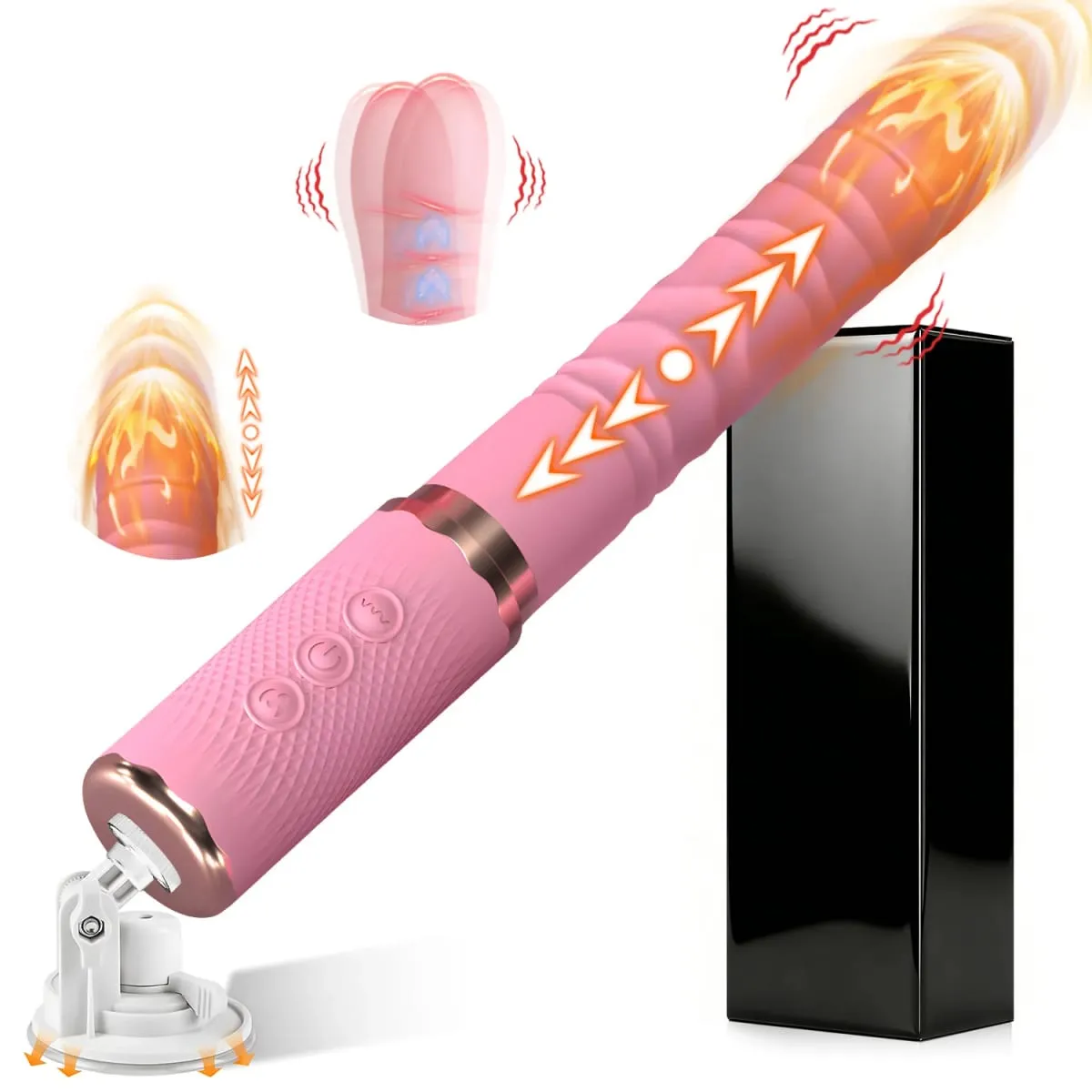 มอเตอร์คู่ที่สมจริง Thrusting Dildo Vibrator พร้อมความร้อน 10 โหมดของเล่น Vibrator Clitoral Stimulator สำหรับ Anal กระตุ้น — image 1