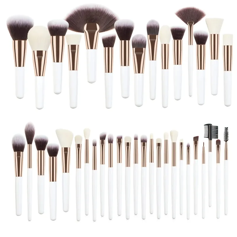 Professionelles 40-teiliges Make-up-Pinsel-Set mit kurzem Griff und Tasche, komplettes Highlight-Concealer-Brauen-Werkzeug für die tägliche Ausbesserung und auf Reisen — image 8