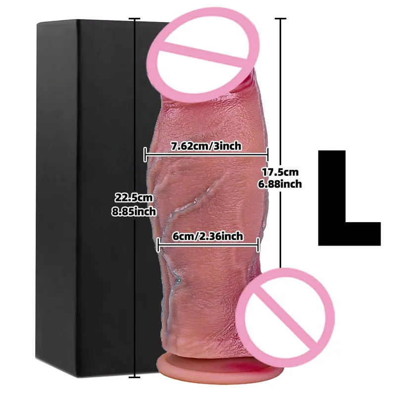 Dildo besar realistik zakar palsu yang besar dengan cawan sedutan batang tiruan fleksibel faraj wanita melancap dubur untuk mainan seks lesbain — image 22