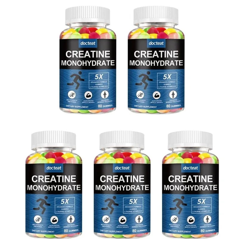 Docteat Creatine Monohydraat Gummies Kauwbaar voor kracht en kracht Ondersteunt spiergroei en trainingherstel 80 Gummies