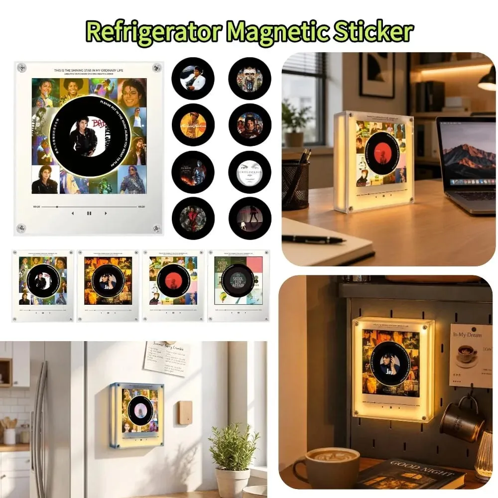 Lecteur de musique NFC, autocollant magnétique pour réfrigérateur, Machine à disque rotatif en acrylique, lecteurs de chansons automatiques pour réfrigérateur, veilleuse — image 7