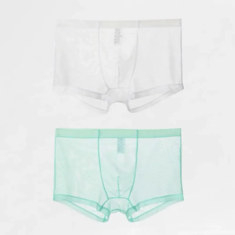Transparent Boxers for Men See Through Male Underpants Sexy Mesh Low Waist Ice Silk Thin Cooling Men Panties Men Underwear — image 20