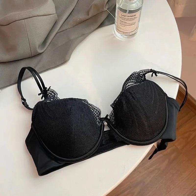 สุภาพสตรีชุดชั้นในลูกไม้ชุด PURE Desire ความงามลึก V สายรัดบางถ้วยบางนุ่ม Underwire Push-Up Bra กางเกง S-XL — image 7