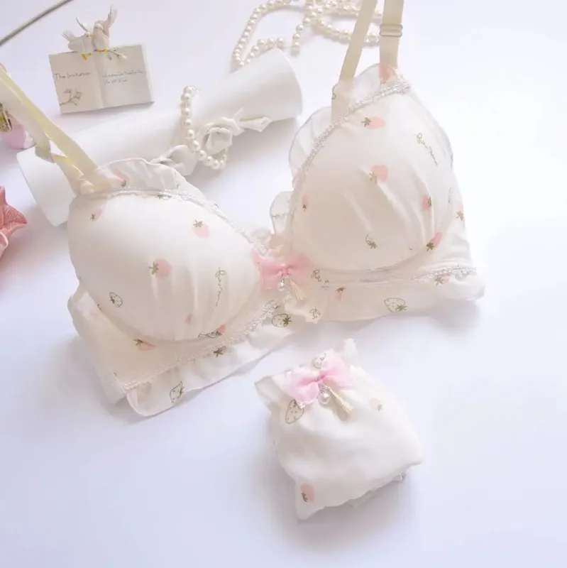 Set Bralette Renda Larut Air Dua Warna Lingerie Lucu & Feminin Bordir Lembut Tanpa Kawat — image 10