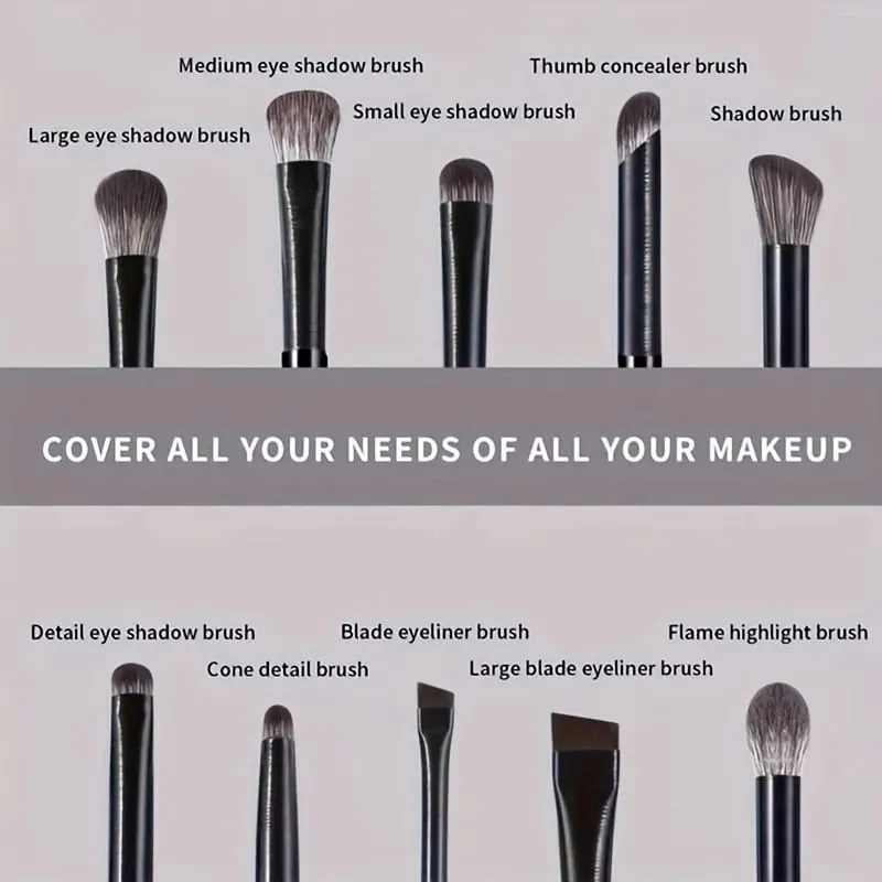 Set 10 Buah Kuas Set Rias Eye Shadow Menciptakan Riasan Mata Sempurna Pena Eye Shadow Eyeliner Tepat Kontur Bulu Lembut — image 6