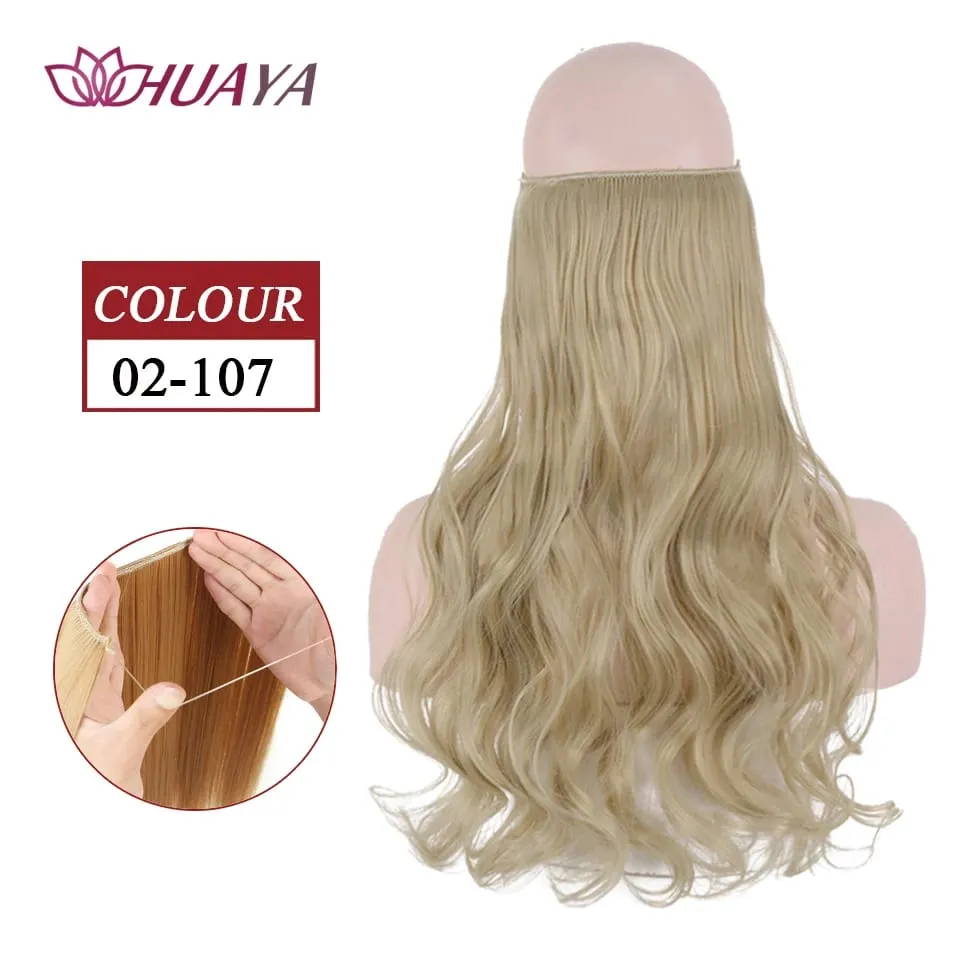 Filo invisibile sintetico lungo rettilineo senza clip nelle estensioni dei capelli Pezzi di capelli finti Linea di pesce segreta Posticci per le donne — image 29