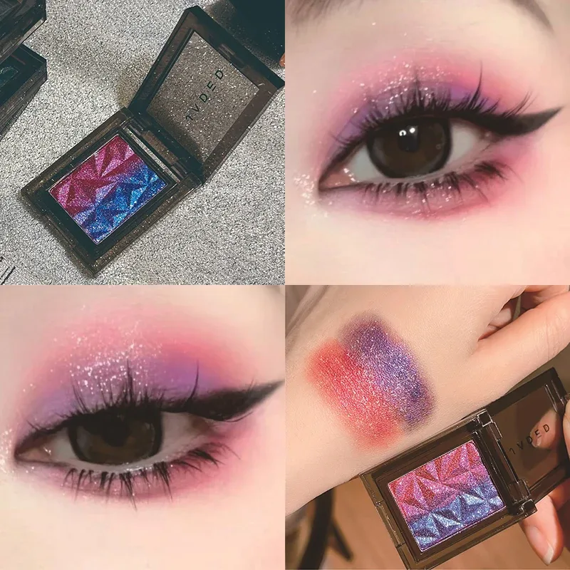 Metallic Gradient Øjenskygge Palette Sølv Blå Punk Smoky Eye Shadow Højpigmenteret presset Lilla Glitter Eyes Makeup Palet — image 3