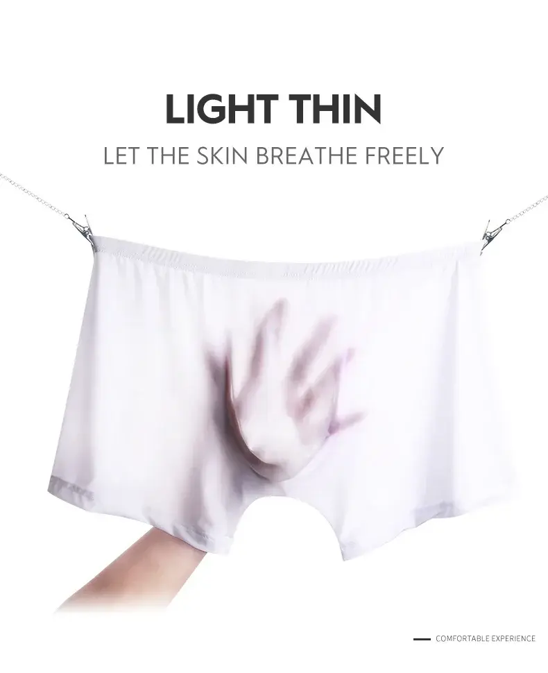 Eisseidenunterwäsche für Herren, nahtlos, ultradünn, transparent, Boxershorts, sexy, einteilig, Sommer, atmungsaktiv, Jugendflut, vier Ecken — image 3