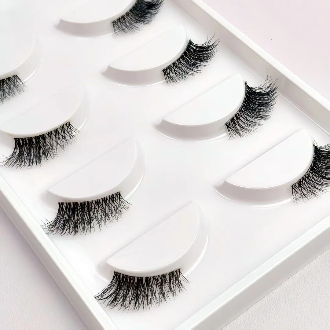 Umělé řasy Fox Eye & Cat Half Falešné řasy 5 párů Natural C/D Curl Transparent Band Lashes Měkký balíček řas pro začátečníky pro Stunn — image 4