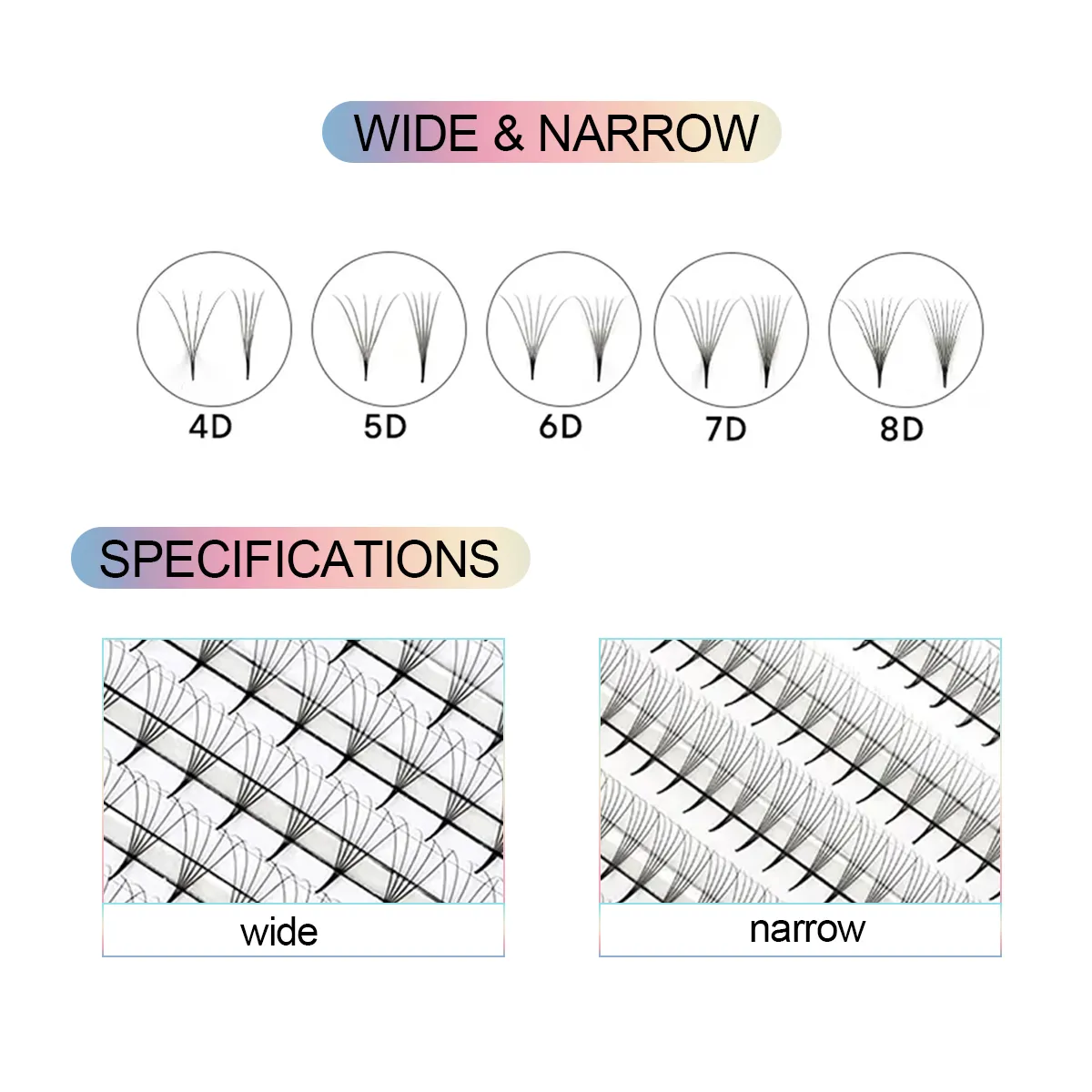 Neuer Stil, superschmale, dünne, spitze Basis, vorgefertigte Wimpernfächer, 4D, 5D, 6D, 7D, 8D, XL-Tablett, PBT, russische Volumen-Wimpernverlängerungsfächer — image 4