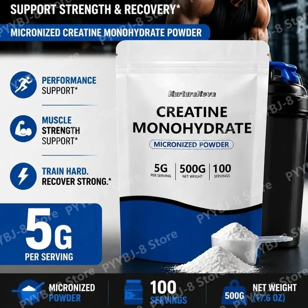 NutureNova Kreatin Monohidrat Tozu Mikronize Spor Salonu Vücut Geliştirme Antrenmanı Fitness için Malzeme 100 Porsiyon 500g Net Ağırlık — image 7