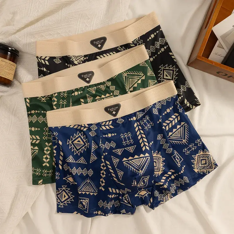 Herenboxer Retro etnische stijl Comfortabele slip van gladde stof Vintage print Elastisch ondergoed voor heren Lingerie Platte onderbroek — image 8