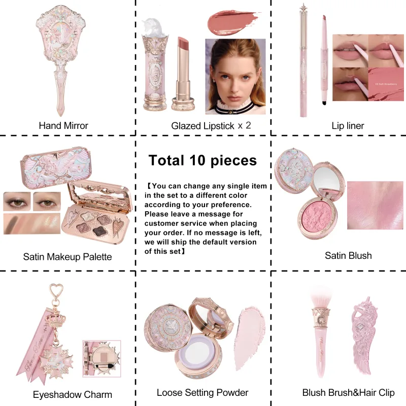 Flower Knows Knight Unicorn Set trucco Ombretto Blush Rossetto Cipria in polvere Kit di bellezza Fantasy Princess a lunga durata Cosmetici — image 22