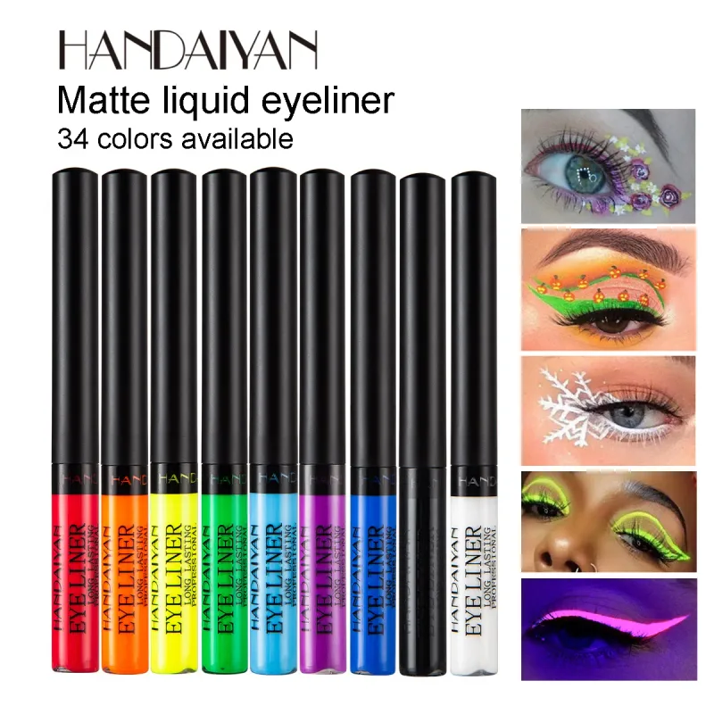 UV Light Neon Eyeliner Pen Eyes Makeup Red Waterproof Liquid Color Eye Liner Pencil Make Up Cosmetics Yellow Matte Purple Pen — image 5