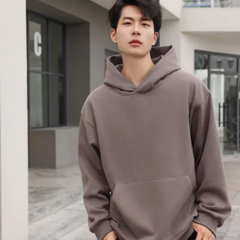 480GSMฤดูหนาวผู้ชายผ้าฝ้าย100% ขนาดใหญ่Hoodiesไม่มีลำลองStreetwearสปอร์ตHooded Sweatshirts HeavyขนแกะPullovers — image 2