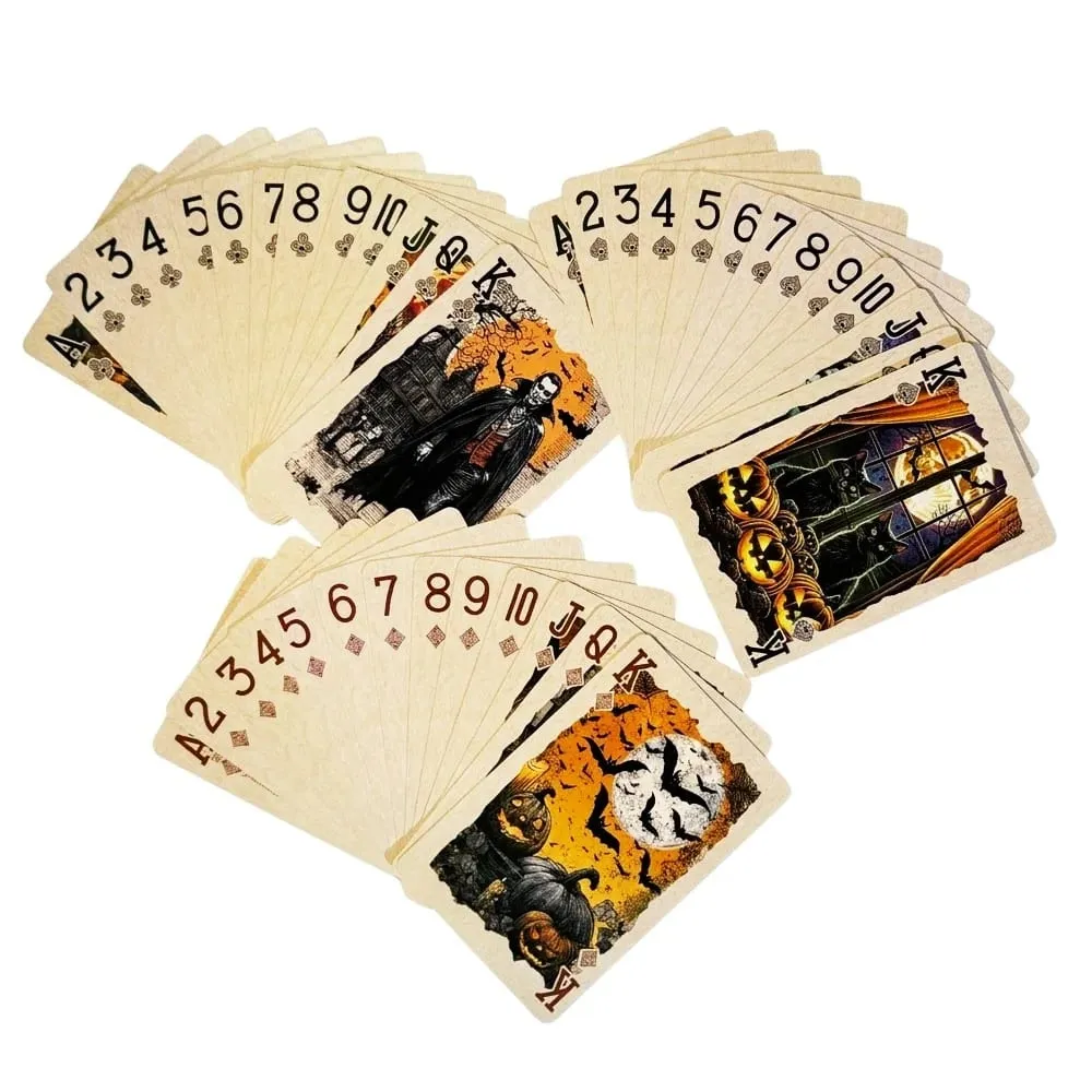 55pcs Vintage ฮาโลวีนเล่นไพ่ดาดฟ้า Spooky ฟักทองโครงกระดูกโป๊กเกอร์การ์ด Dark Gothic เกมกระดานครอบครัว Party Prop ของขวัญ — image 5