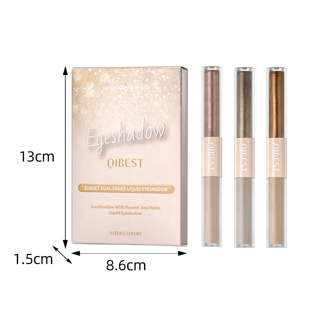 Doppelkopf-Glitzer-Matt-Lidschatten-Stick-Make-up-Sets, langanhaltender Schimmer, 2-in-1-Flüssigkeits-Lidschatten-Kosmetik-Sets, 6 Farben