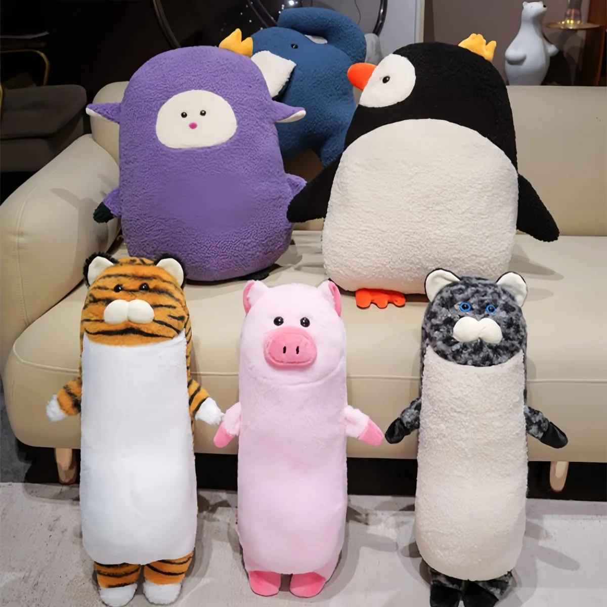 ชุดสัตว์หมอน Plush Leopard Elephant Penguin ตุ๊กตาเบาะ Kawaii มาพร้อมกับ Sleep ของเล่นตกแต่งบ้านของเล่นของขวัญวันเกิด — image 2
