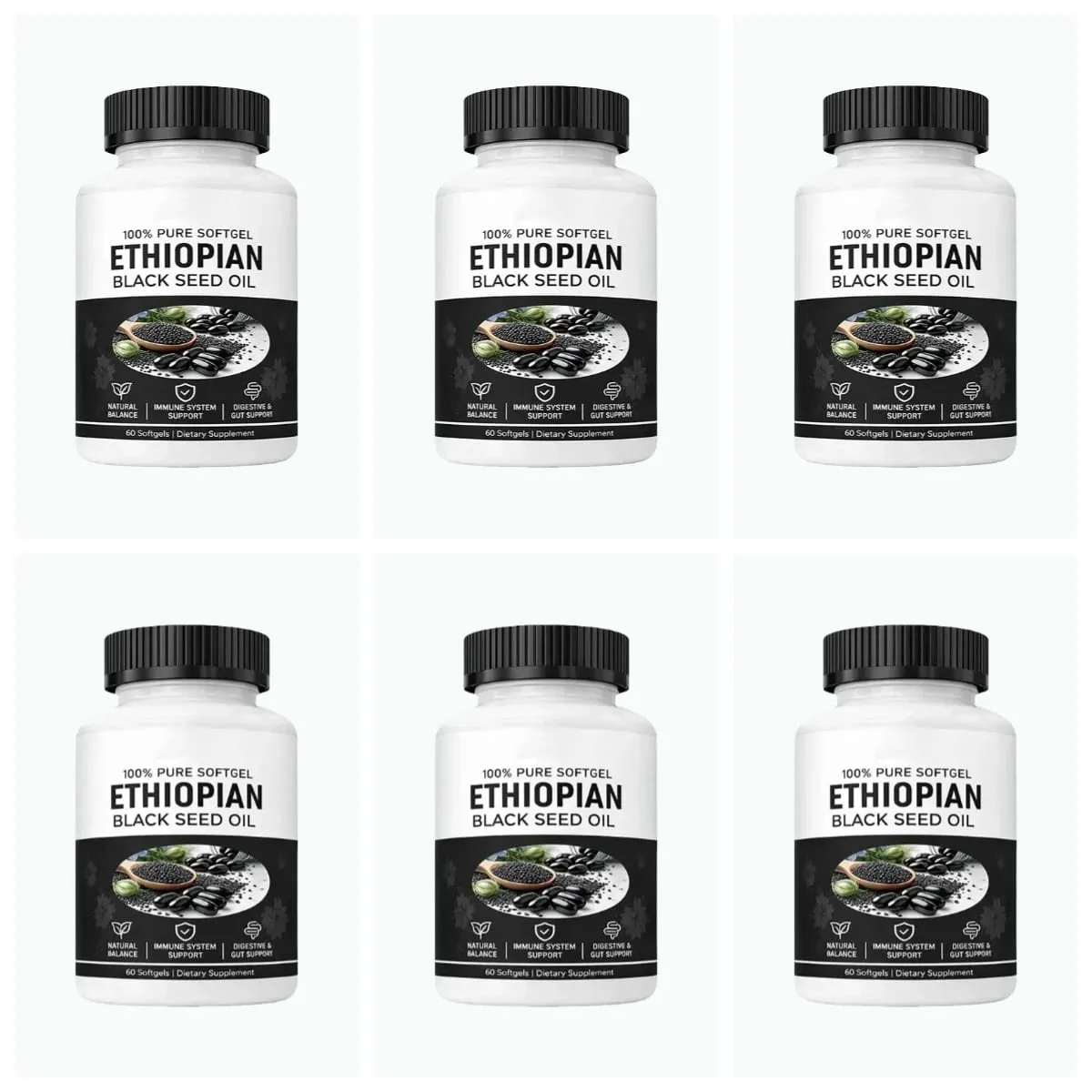 Ethiopian Black Seed Oil Softgels 800mg Cold Pressed Nigella Sativa Immune Digestive Gut Support Supplement 60 Count Non-GMO — image 11