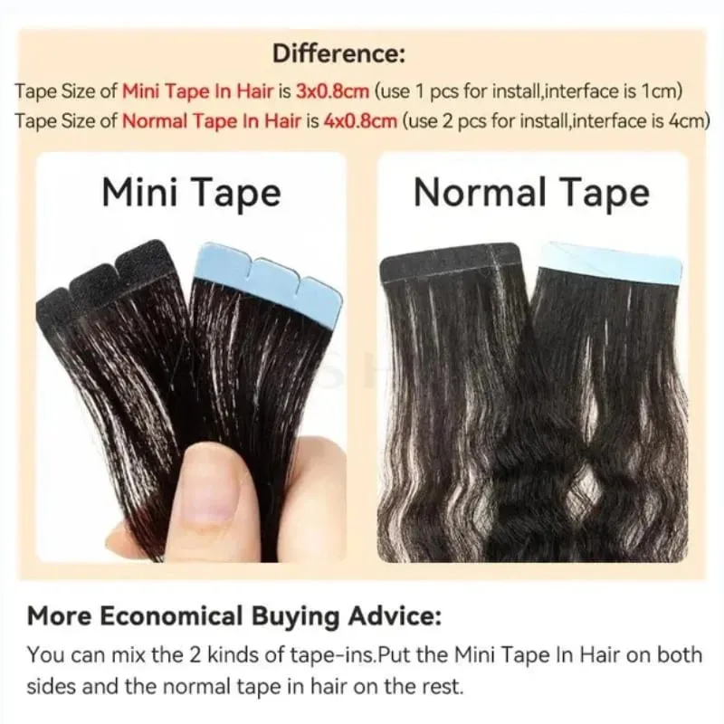 Mini-Tape-in-Haarverlängerungen, Echthaar, 3 x 0,8 cm, winzige Schnittstelle, Tape-Ins, 360°-Bewegung, für mehr seitliches Haarvolumen, nur 10 Stück — image 7