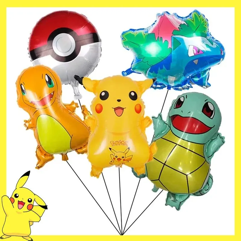 Pokemon Geburtstag Party Dekoration Pikachu Einweggeschirr Tasse Serviette Teller Tischdecke Baby Dusche Kuchen Topper Flagge Luftballons