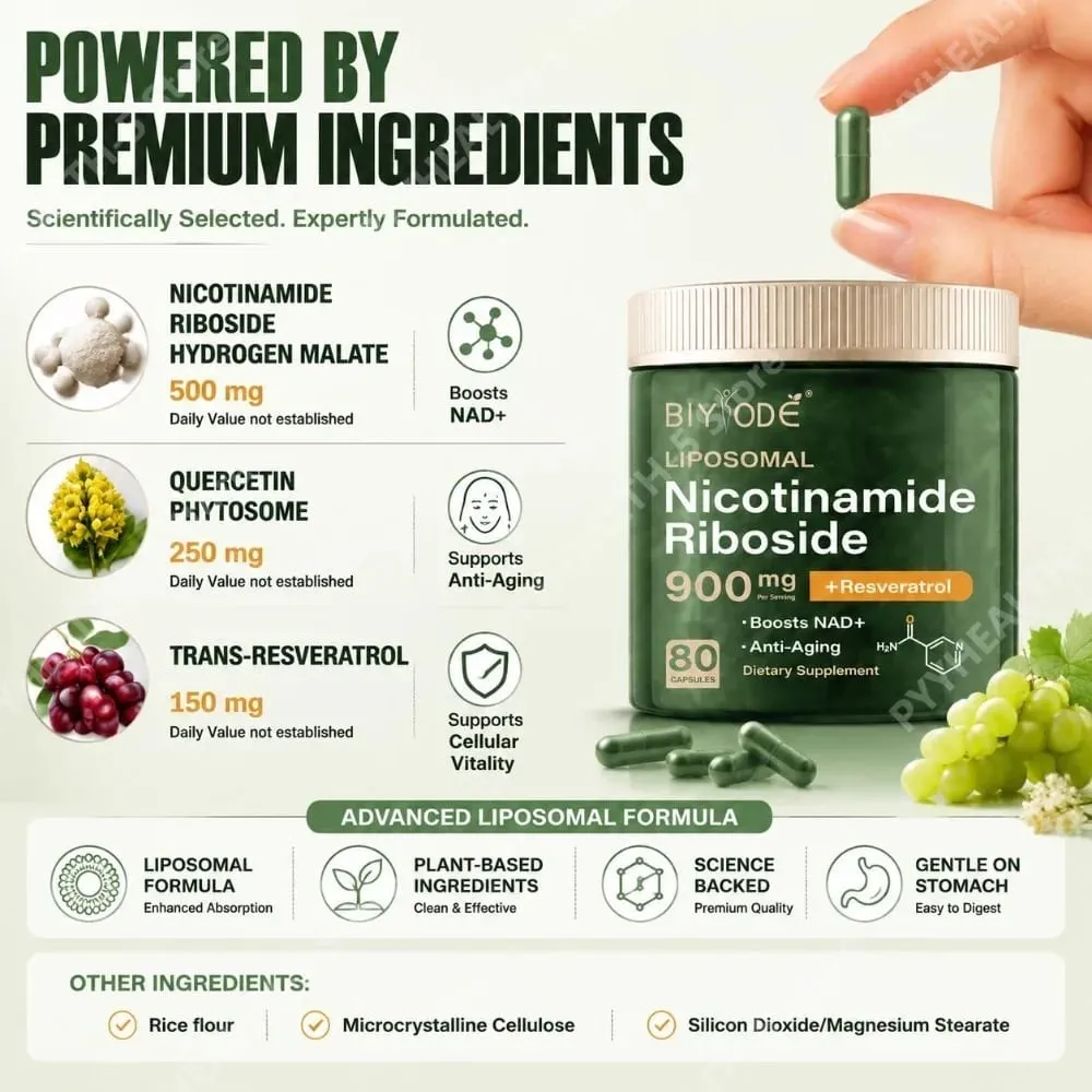 Liposomal Nicotinamide Riboside Capsules with NAD+ Boost and Quercetin Phytosome and Trans-Resveratrol 80 Capsules — image 4
