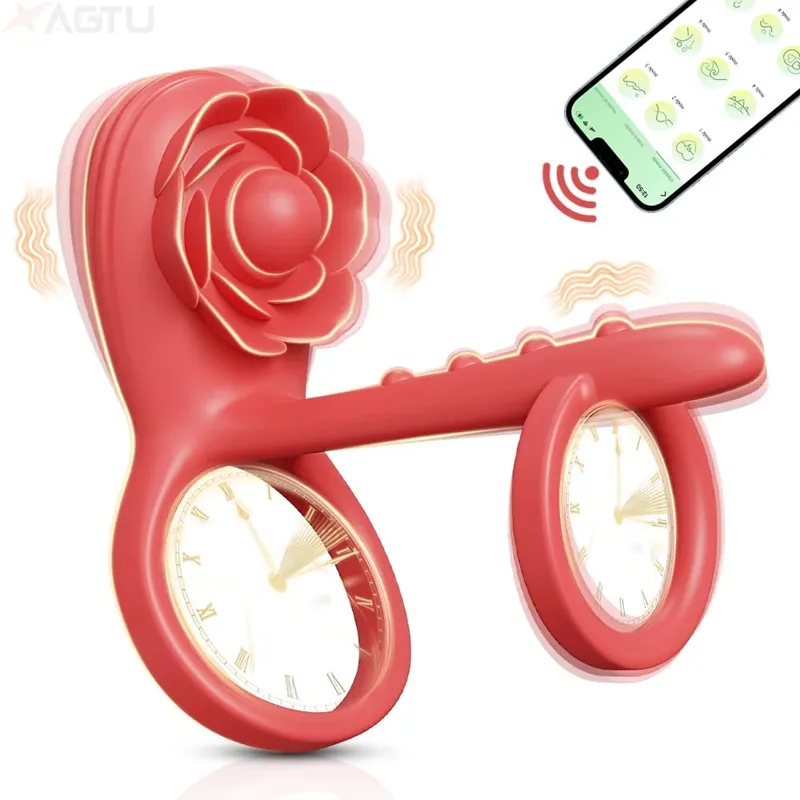 Remote Control Dual Penis Ring Vibrator para sa Mga Lalaki Delay Time Prostate Massager Cock Rings Twisting Vibrating Sex Toy para sa mga Lalaki