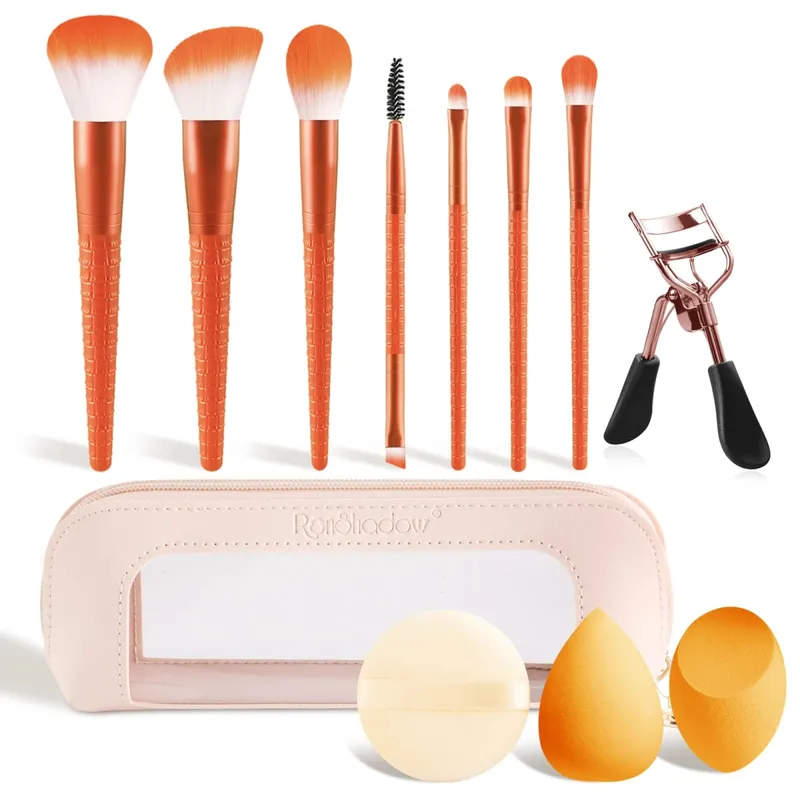 12 pezzi kit completo di strumenti per trucco 7 pennelli per trucco 2 spugne di bellezza bigodino per ciglia borsa per soffio di polvere set completo di cosmetici — image 8