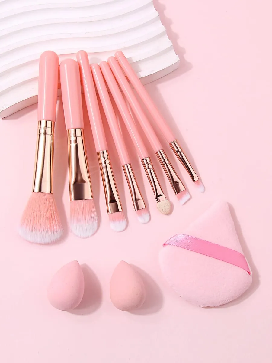 10-teiliges Make-up-Pinsel-Set, weiche Kosmetikpinsel-Set mit Make-up-Schwamm, Dreieck, Puderquaste, für Gesicht, Augen, tägliche Schönheit, Make-up-Tools — image 2