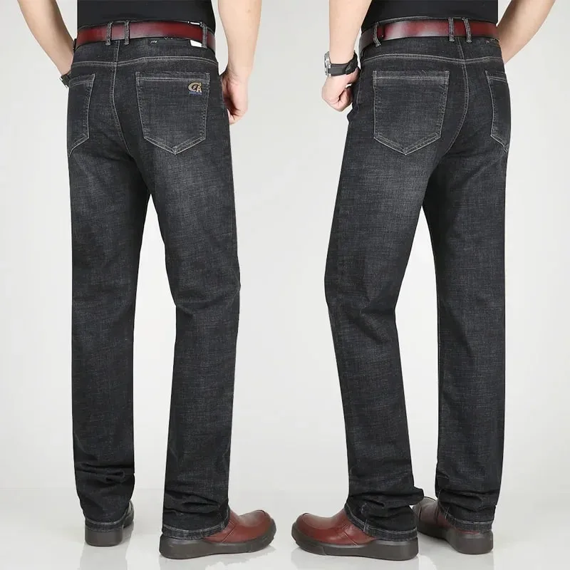 Extra Long Pants 117CM Tall Men 195CM Plus Size 42 44 46 Classic Blue Stretched High Waisted Elastic Trousers Denim Slim Jeans — image 5