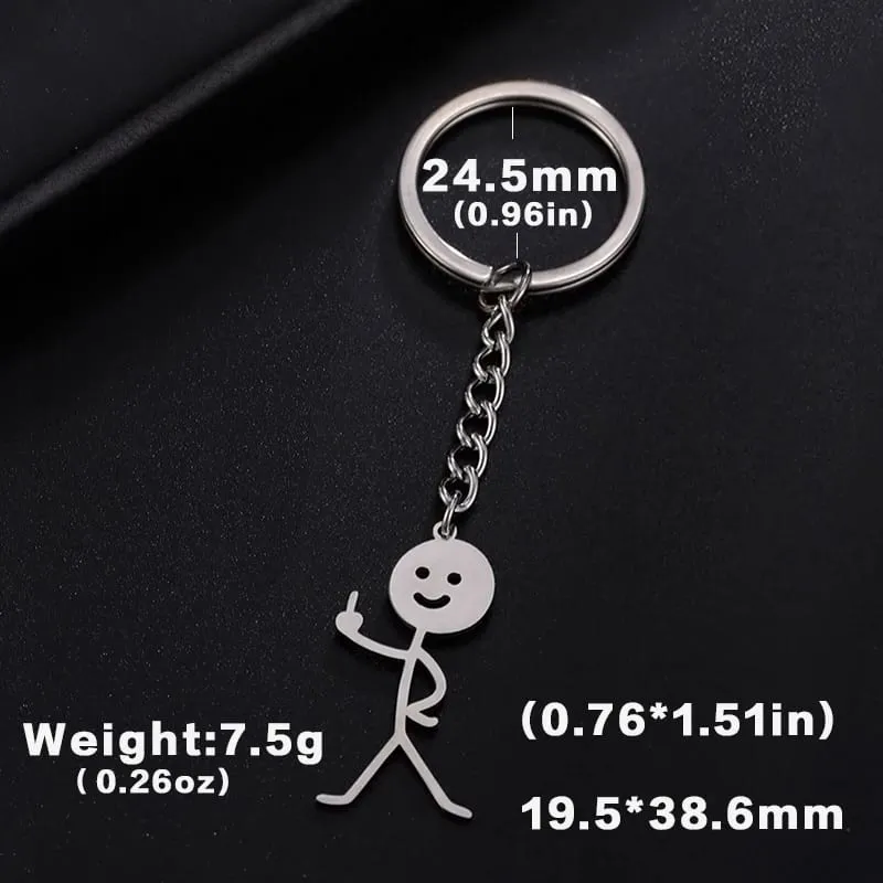 Teamer ตลกนิ้วกลาง Stickman พวงกุญแจ 2026 แนวโน้มน่ารักกระเป๋าจี้รถคู่ใหม่ Trinket ของขวัญพวงกุญแจ — image 7