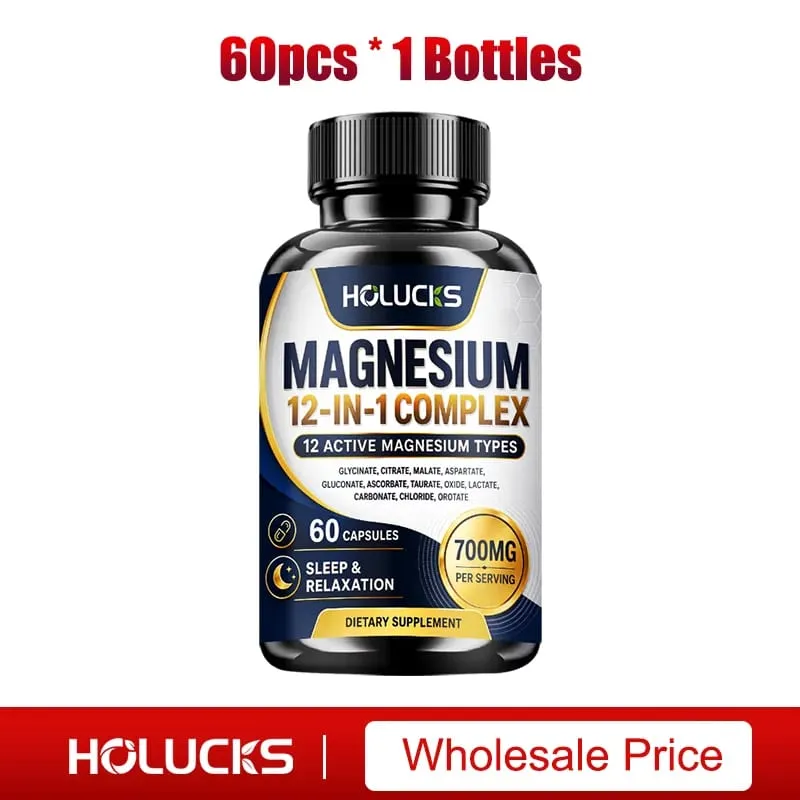 Magnesium Complex 700mg 12 dalam 1 Suplemen Menyokong Jantung & Tulang Bantuan Kesihatan Bantuan Relaksasi Meningkatkan Kekuatan Otot Meningkatkan Imun