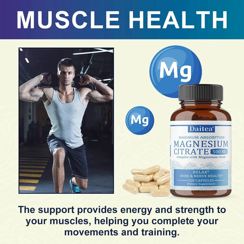 Sakin Rahatlama ve Sindirim Sağlığı Desteği için Magnezyum Sitrat Kompleksi 500 MG - Yüksek Emilimli Magnezyum Takviyesi — image 3