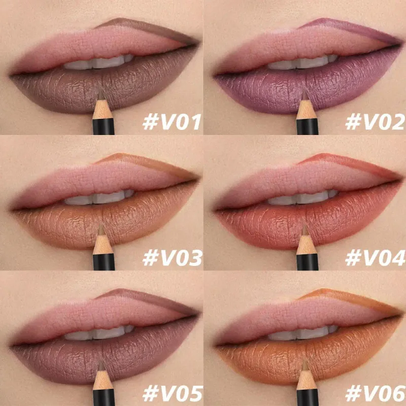 Wood Velvet Matte Lip Liner | Long-Lasting Non-Drying | Versatile Colors | Includes Berry Brown Pink Purple and Red — image 2