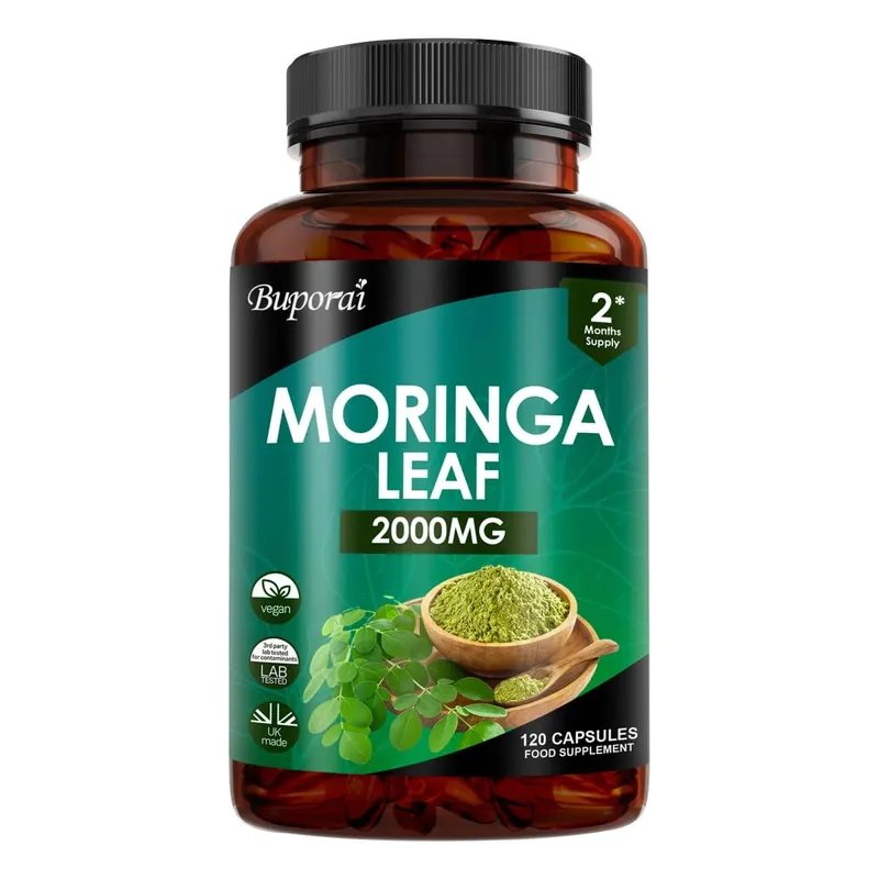 Kapsułki z liści Moringa - Wspomagają zdrowie układu trawiennego i jelit Przeciwutleniacze Odżywia skórę Poprawia poziom energii