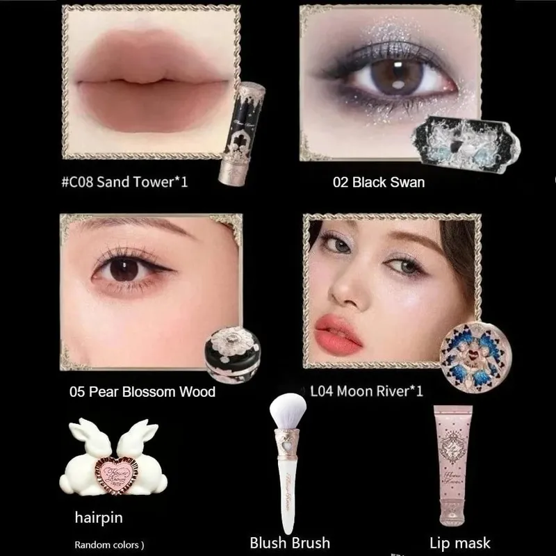 Flower Knows Little Angel Collection Coffret cadeau de maquillage Fard à paupières Crème Blush Rouge à lèvres mat Kit complet — image 12