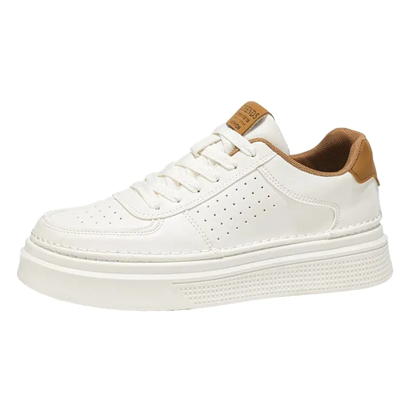 Männer Casual Sneakers Atmungsaktive Trendy Paarung Weiß Bequeme Rutschfeste Tägliches Gehen Dicke Sohlen Höhe Zunehmende Sportschuhe