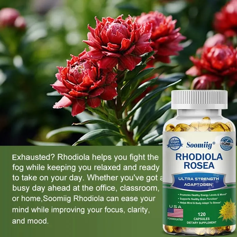 Rhodiola Rosea Capsules - High Strength Rhodiola Rosea Complex Supplement Mood Brain Non-GMO Gluten-Free — image 4