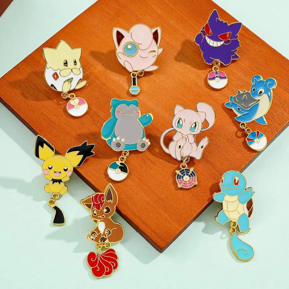 Set di spille smaltate - Simpatiche spille Pikachu Squirtle Charmander per zaini giacche - Distintivi di cartoni animati anime regalo per i fan — image 6