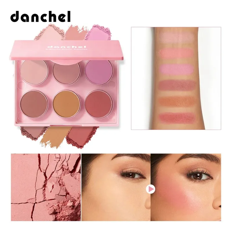 Pembayang Mata Bogel Matte Shimmer & Palet Serbuk Pemerah Pisau 6 Tone Tahan Lama Kit Solekan Mata Boleh Dicampurkan Tahan Lama dengan Berus Aplikator — image 6