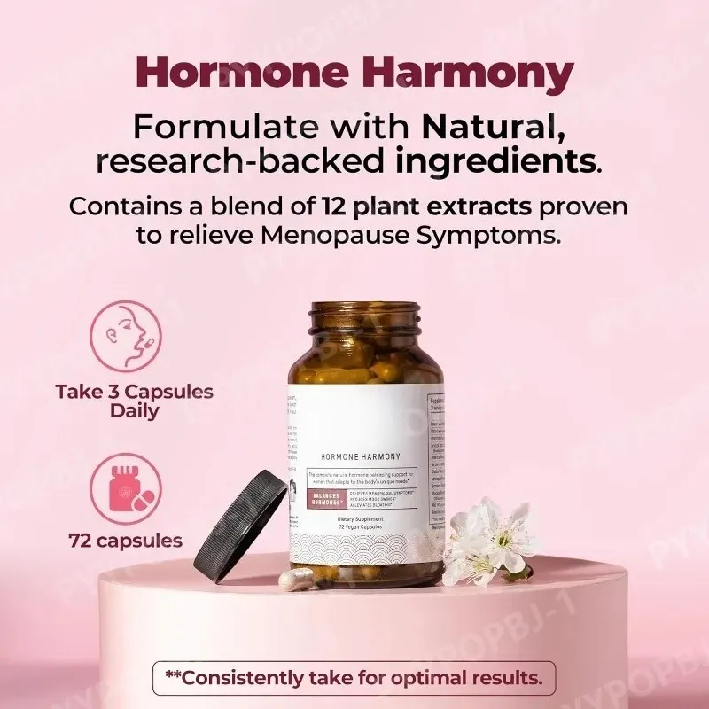 Hormonální harmonie kapsle s přírodním bylinným doplňkem Wellness podpora pro ženy Úleva při menopauze Hormonální rovnováha Počet 72